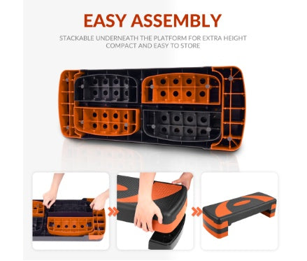 Stepped Cardio Platform, Workout Steps, 3 Levels Of Adjustable Height, 4 Stackable Columns, Fitness Training Stepper For Home Gym--Only Supports Self Pickup